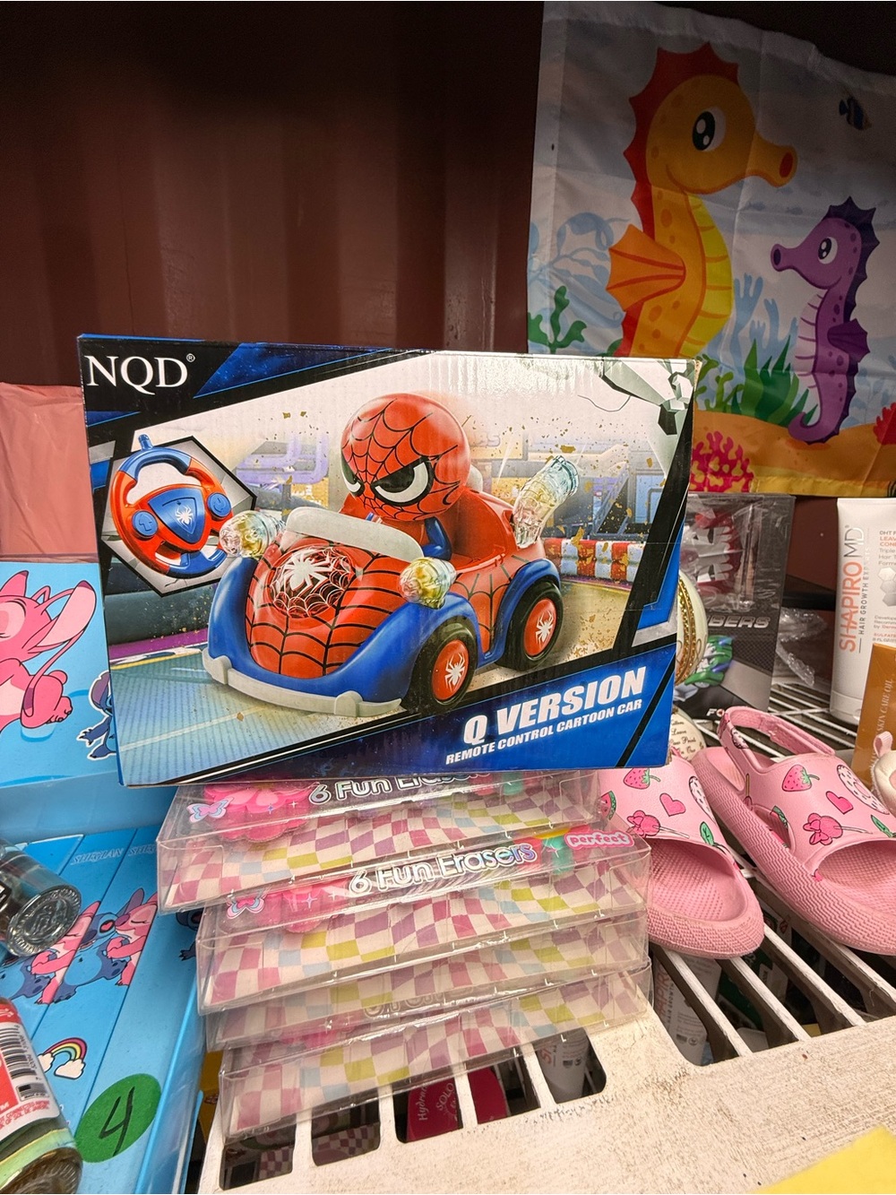 Red and Blue Spider-Themed Remote Control Car - Q Version